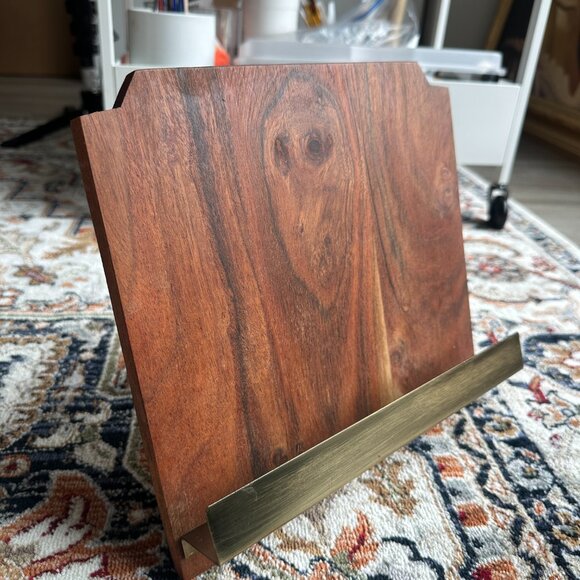 Hearth & Hand with Magnolia Wood Cook Book Holder and Metal Ledge - Picture 1 of 6